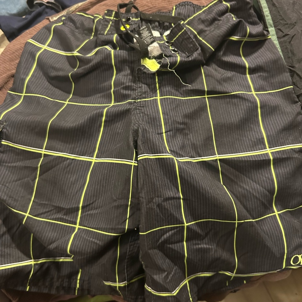 OP Black and Neon Green Shorts